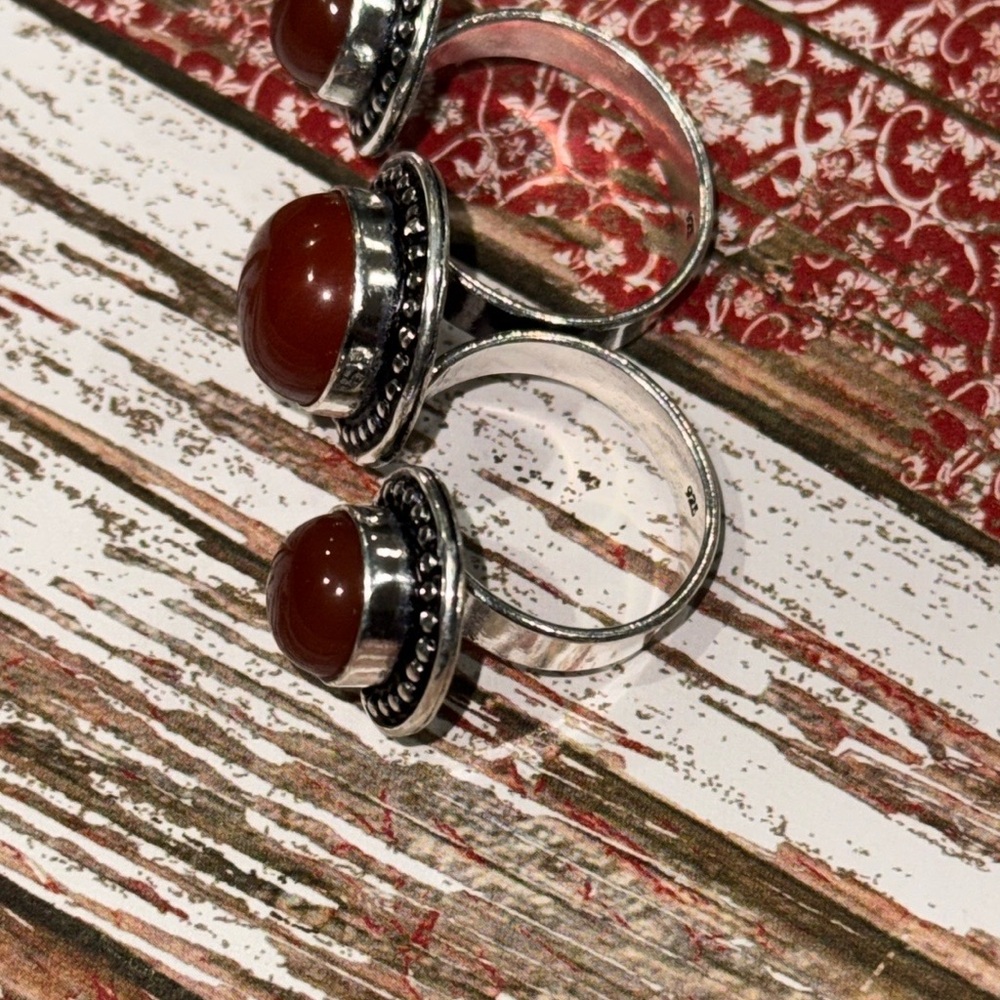 Double Carnelian Silver Ring - image 6